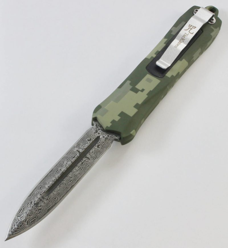 TacKnives OTF Double Action Safety Knife Out-The-Front Military Camo Damascus Style MTU1