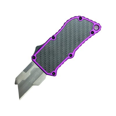 TacKnives purple OTF Knife Box Cutter with carbon fiber