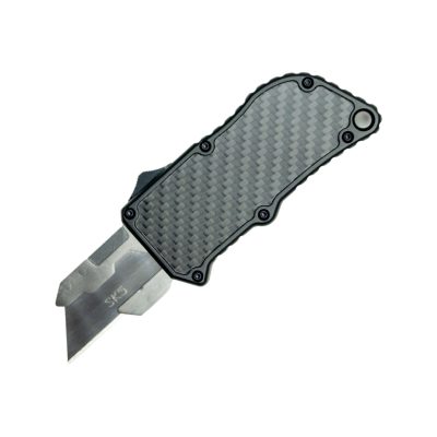 TacKnives black OTF Knife Box Cutter with carbon fiber