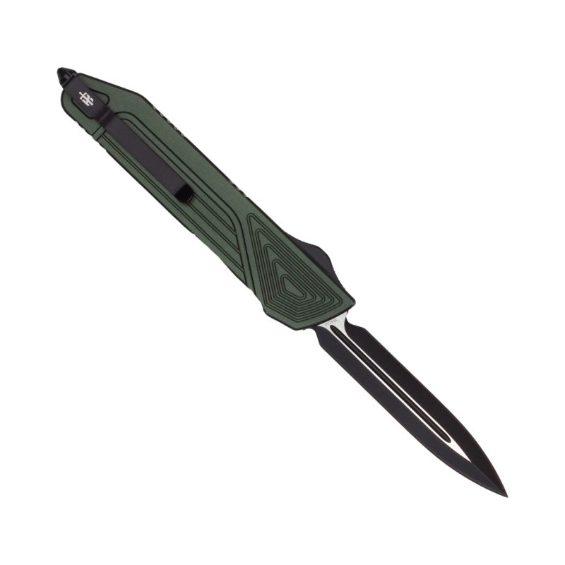 TAKCOM Chimera OTF Knife Green Spear Point DLC