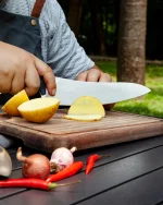 XC113 XinCross 8.3 Tactical Style Chef Knife (Stone Wash) demo use