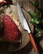 XC136 XinCraft 8.4 Chef Knife (San Mai Forged) on chopping board