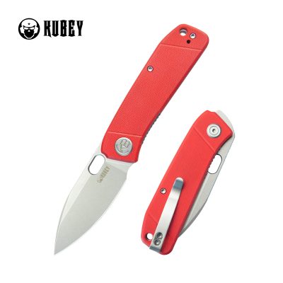 KUBEY HYDE FOLDING KNIFE 2.95" 14C28N BEADBLAST BLADE RED G10 HANDLE EDC - KU2104G