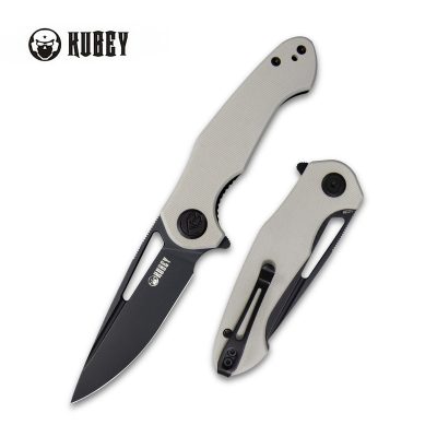KUBEY DUGU FOLDING KNIFE 3.07" 14C28N BLACKWASH BLADE WHITE G10 HANDLE EDC - KU210G