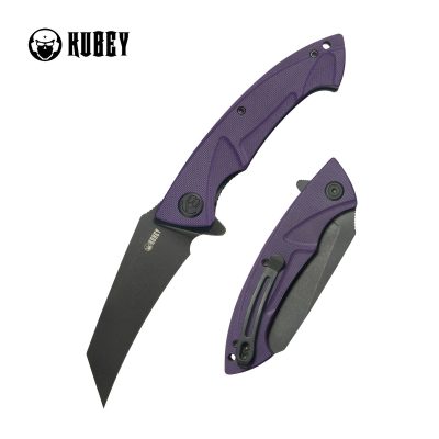 KUBEY ANTEATER FOLDING KNIFE 3.43" 14C28N BLACKWASH BLADE PURPLE G10 HANDLE EDC - KU212M