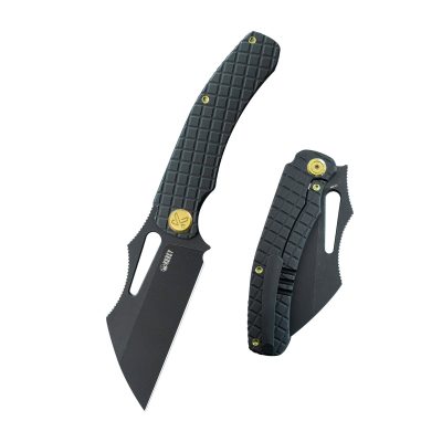 KUBEY SYLOW FOLDING KNIFE 3.46" 14C28N BLACKWASH BLADE BLACK TITANIUM HANDLE EDC - KU260D