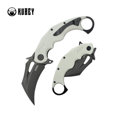 KUBEYKUBEY WRATH FOLDING KNIFE 2.68" 14C28N BLACKWASH BLADE WHITE G10 HANDLE EDC - KU261J
