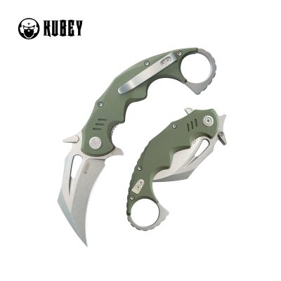 KUBEY MINI WRATH FOLDING KNIFE 2.44" 14C28N BEADBLAST BLADE GREEN G10 HANDLE EDC - KU262B