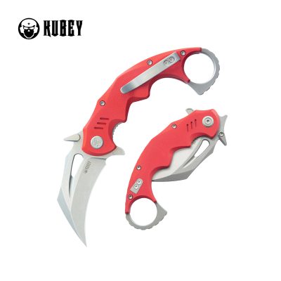 KUBEY MINI WRATH FOLDING KNIFE 2.44" 14C28N BEADBLAST BLADE RED G10 HANDLE EDC - KU262D
