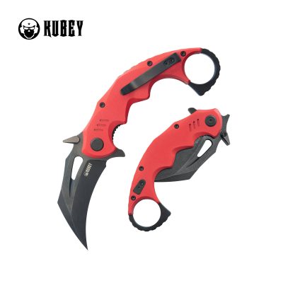 KUBEY MINI WRATH FOLDING KNIFE 2.44" 14C28N BEADBLAST BLADE RED G10 HANDLE EDC - KU262H