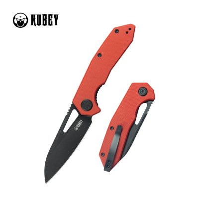 KUBEY VAGRANT FOLDING KNIFE 3.15" 14C28N BLACKWASH BLADE RED G10 HANDLE EDC - KU291K