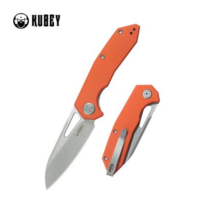 KUBEY VAGRANT FOLDING KNIFE 3.15" 14C28N BEADBLAST BLADE ORANGE G10 HANDLE EDC - KU291L