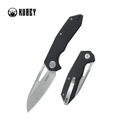 KUBEY VAGRANT FOLDING KNIFE 3.15" 14C28N BEADBLAST BLADE BLACK G10 HANDLE EDC - KU291N