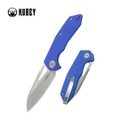 KUBEY VAGRANT FOLDING KNIFE 3.15" 14C28N BEADBLAST BLADE BLUE G10 HANDLE EDC - KU291P