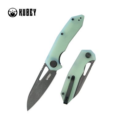 KUBEY VAGRANT FOLDING KNIFE 3.15" 14C28N BLACKWASH BLADE JADE G10 HANDLE EDC - KU291R