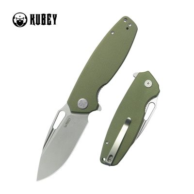 KUBEY TITYUS FOLDING KNIFE 3.39" D2 BEADBLAST BLADE GREEN G10 HANDLE EDC - KU322P
