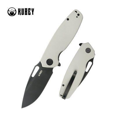 KUBEY TITYUS FOLDING KNIFE 3.39" 14C28N BLACKWASH BLADE WHITE G10 HANDLE EDC - KU322W