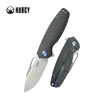 KUBEY TITYUS FOLDING KNIFE 3.39" 14C28N BEADBLASTED BLADE FLAME ANO TITANIUM  HANDLE EDC - KB360E