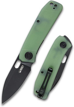 KUBEY HYDE FOLDING KNIFE 2.95" 14C28N DARK STONEWASH BLADE JADE G10 HANDLE EDC - KU2104C