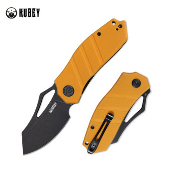 KUBEY CEYX FOLDING KNIFE 2.95" D2 BLACKWASH BLADE YELLOW G10 HANDLE EDC - KU335C
