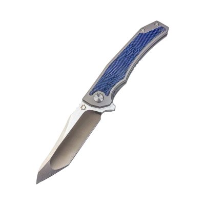 SL-64-Blue Folding Knife 10Cr15MoV Blade Titanium alloy G10 Handle