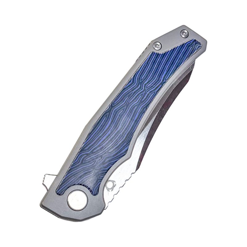 SL-64-Blue Folding Knife 10Cr15MoV Blade Titanium alloy G10 Handle