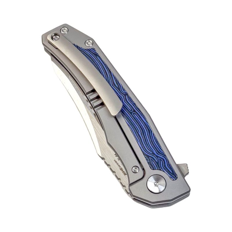 SL-64-Blue Folding Knife 10Cr15MoV Blade Titanium alloy G10 Handle