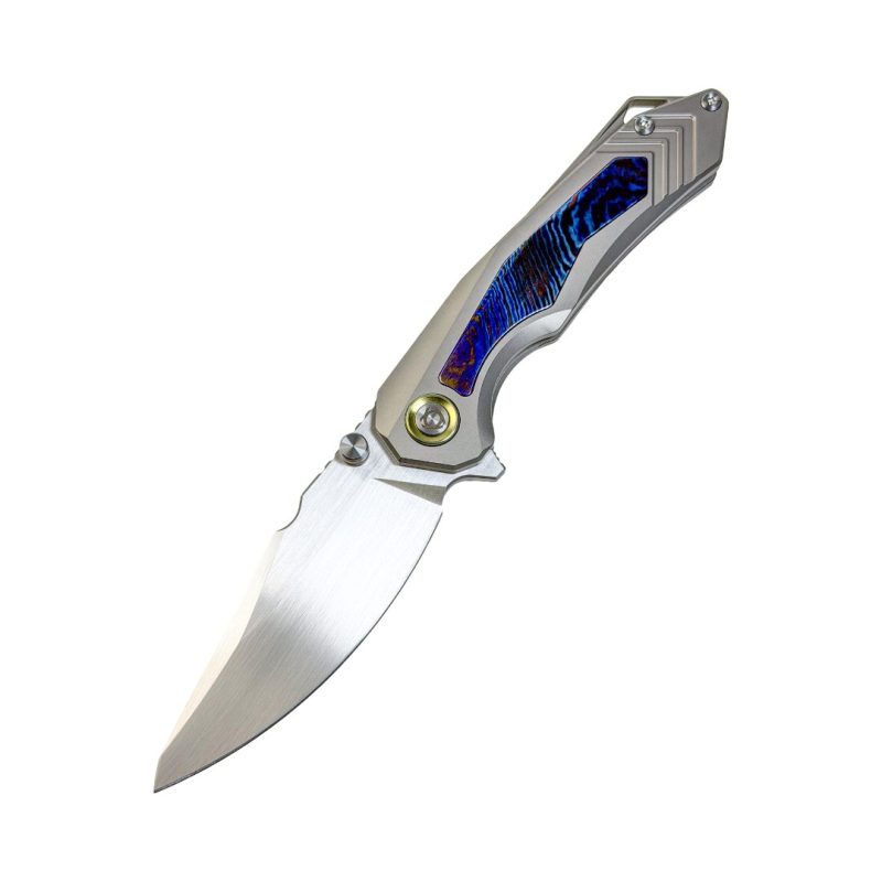 SL-100-CF - 14C28N Blade Titanium/TiDamascus Handle