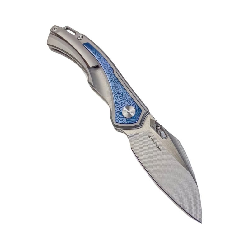 SL-80-Blue Folding Knife 14C28N Blade Titanium alloy Handle