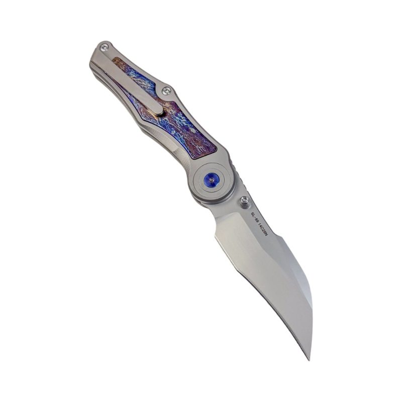 SL-99-TC4-Blue-14C28N Blade Titanium Handle