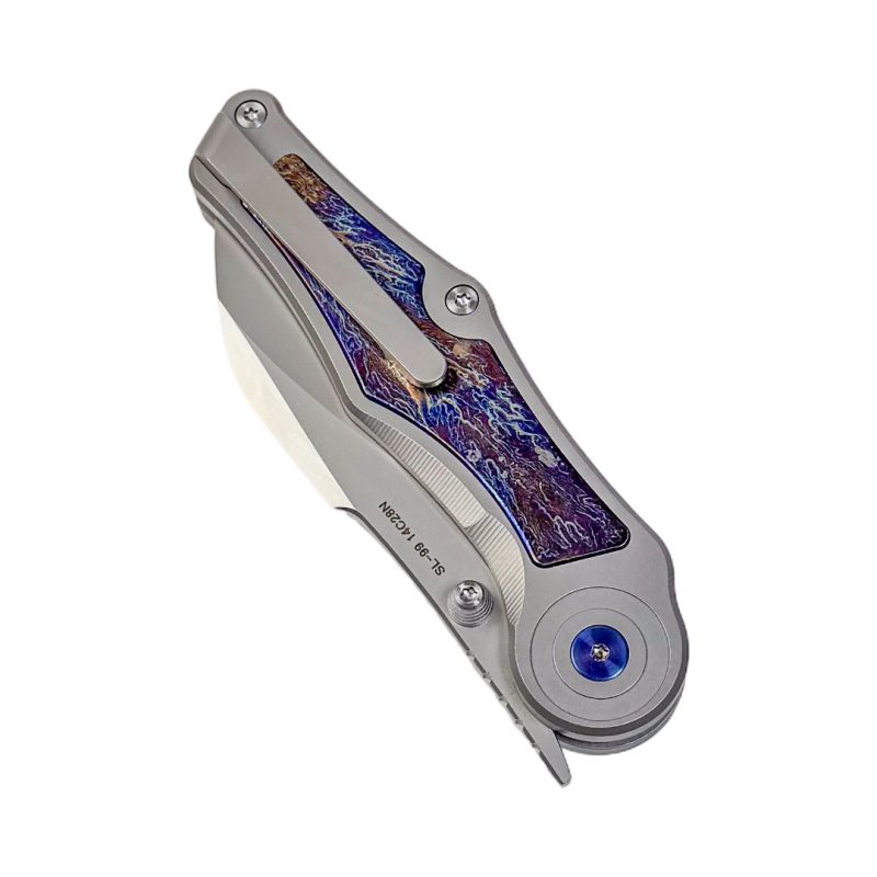 SL-99-TC4-Blue-14C28N Blade Titanium Handle