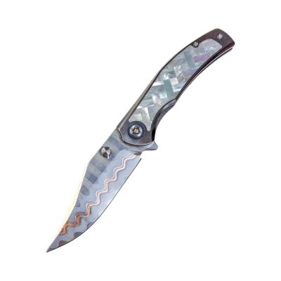 SL-100-CF - 14C28N Blade Titanium/TiDamascus Handle