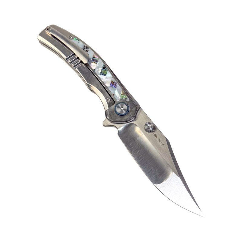 SL-101-M390-Shell -M390 Blade Titanium/ mother of pearl Handle