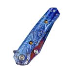 SL-95-Damascus-engrave-Dragon scale pattern Damascus Blade Titanium Handle
