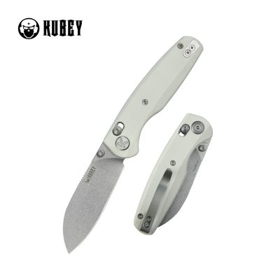 KUBEY BREEZE FOLDING KNIFE 3.03" 14C28N STONEWASH BLADE WHITE G10 HANDLE EDC - KU288E