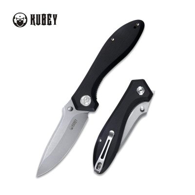 KUBEY RUCKUS FOLDING KNIFE 3.27" 14C28N BEADBLAST BLADE BLACK G10 HANDLE EDC - KU314F