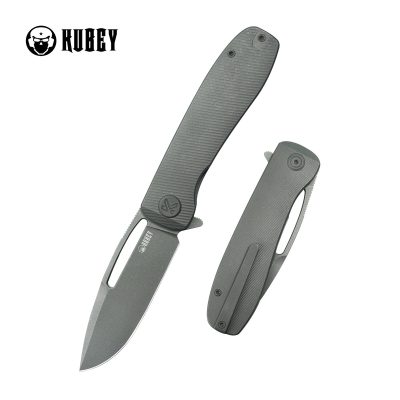 KUBEY SUPERCELL FOLDING KNIFE 3.46" 14C28N DARKWASH BLADE DARKWASH TITANIUM HANDLE EDC - KU353C