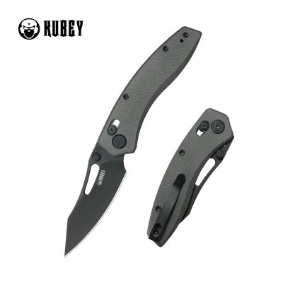 KUBEY CAIMAN FOLDING KNIFE 3.1" SAN MAI M2 BLACKWASH BLADE BLACK MICARTA HANDLE EDC - KU421F