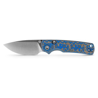 VOSTEED PORCUPINE THUMB STUD FOLDING KNIFE 2.99" 14C28N SATIN BLADE BLUE OCEAN MICARTA HANDLE EDC