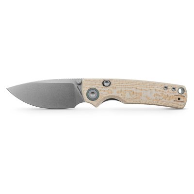VOSTEED PORCUPINE THUMB STUD FOLDING KNIFE 2.99" 14C29N STONEWASH BLADE IVORY DRIFT BAMBOO MICARTA HANDLE EDC