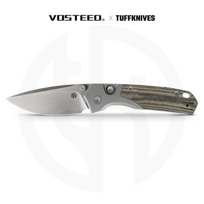 VOSTEED PSYOP 299 FOLDING KNIFE 2.99" S35VN SATIN BLADE GREEN NORPLEX ULTRAX MICARTA TITANIUM BOLSTER EDC