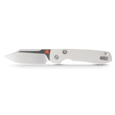 VOSTEED RACCOON TLL FOLDING KNIFE 3.25" 14C28N SATIN BOWIE BLADE WHITE G10 HANDLE EDC