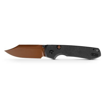 VOSTEED RACCOON TLL FOLDING KNIFE 3.25" 14C28N COPPER DUNE BOWIE BLADE BLACK MICARTA HANDLE EDC