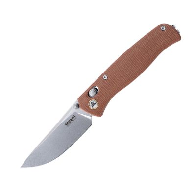 SRM MEDAL 255L FOLDING KNIFE 3.2" 10Cr15CoMoV SATIN BLADE NATURAL MICARTA HANDLE EDC