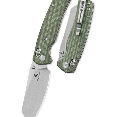 BESTECHMAN CICADA'S WING BMK06-M-2 FOLDING KNIFE 3.15" 10Cr15MoV SATIN BLADE OD GREEN MICARTA HANDLE EDC