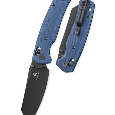 BESTECHMAN CICADA'S WING BMK06-M-4 FOLDING KNIFE 3.15" 10Cr15MoV BLACK PVD BLADE BLUE MICARTA HANDLE EDC