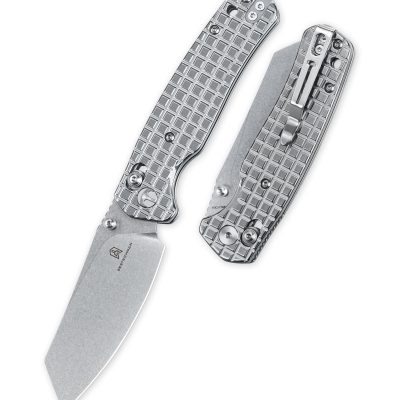 BESTECHMAN CICADA'S WING BMK06-S-5 FOLDING KNIFE 3.15" 10Cr15MoV STONEWASH BLADE MIRROR POLISHED STAINLESS STEEL HANDLE EDC