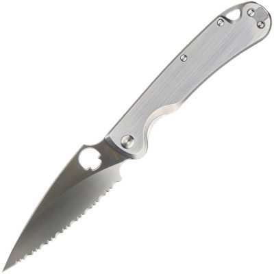 DAGGERR ZHALO FOLDING KNIFE 3.9" D2 SATIN SERRATED BLADE STAINLESS HANDLE EDC