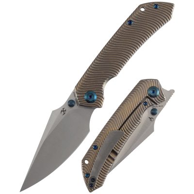 KANSEPT FENRIR FOLDING KNIFE 3.48" CPM S35VN BLADE BRONZE ANODIZED TITANIUM WATER RIPPLE TE - K1034C2