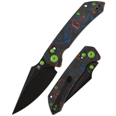 KANSEPT FENRIR FOLDING KNIFE 3.48" CPM S35VN BLADE 80S CAMO CARBON FIBER - K1034V4
